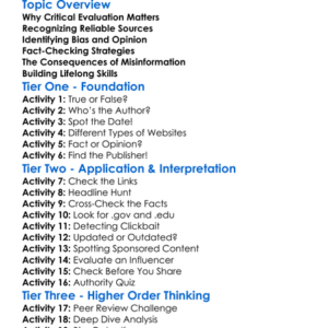 Critical Evaluation Of Online Sources Worksheet Activity Booklet