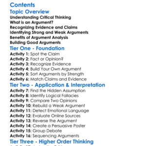 Critical Thinking And Argument Analysis Worksheet Activity Booklet