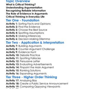 Critical Thinking And Argumentation Worksheet Activity Booklet