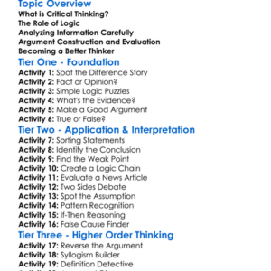 Critical Thinking And Logic Worksheet Activity Booklet