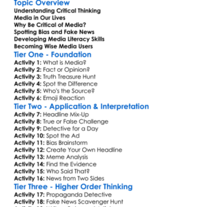 Critical Thinking And Media Worksheet Activity Booklet