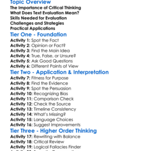 Critical Thinking And Text Evaluation Worksheet Activity Booklet
