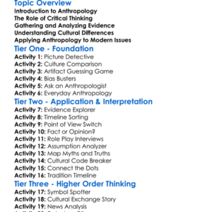 Critical Thinking In Anthropology Worksheet Activity Booklet