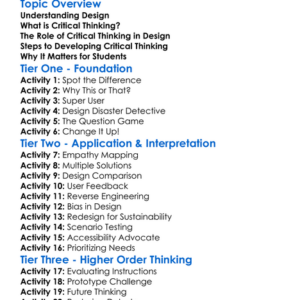 Critical Thinking In Design Worksheet Activity Booklet