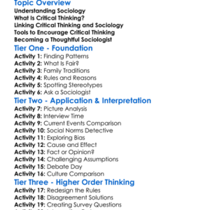 Critical Thinking In Sociology Worksheet Activity Booklet