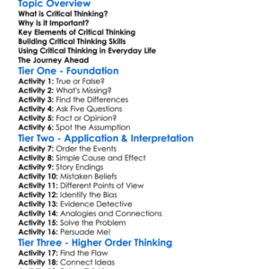 Critical Thinking Skills Worksheet Activity Booklet