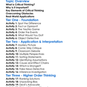 Critical Thinking Worksheet Activity Booklet