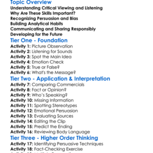 Critical Viewing And Listening Skills Worksheet Activity Booklet