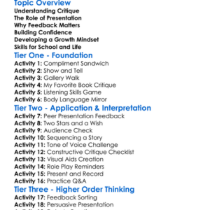 Critique And Presentation Skills Worksheet Activity Booklet