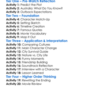 Crocodile Dundee 1986 Worksheet Activity Booklet