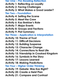 Crooked Kingdom Leigh Bardugo Worksheet Activity Booklet