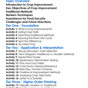 Crop Improvement Methods Worksheet Activity Booklet