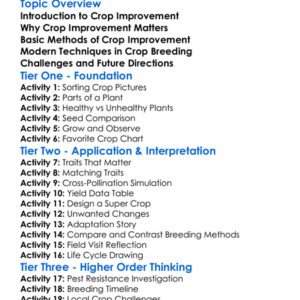 Crop Improvement Worksheet Activity Booklet