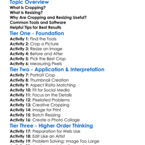 Cropping And Resizing Worksheet Activity Booklet