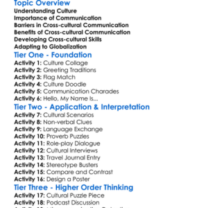 Cross-Cultural Communication Worksheet Activity Booklet