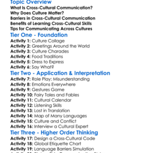 Cross-Cultural Communication Worksheet Activity Booklet