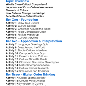 Cross-Cultural Comparison Worksheet Activity Booklet
