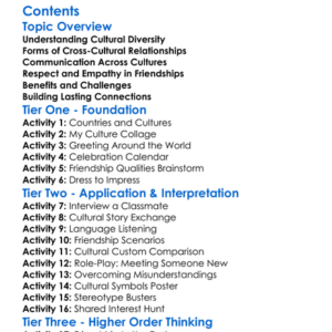 Cross-Cultural Friendships And Relationships Worksheet Activity Booklet
