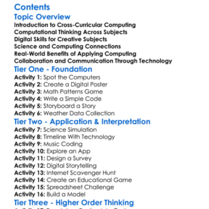 Cross-Curricular Applications Of Computing Worksheet Activity Booklet