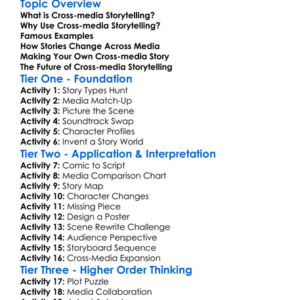 Cross-Media Storytelling Worksheet Activity Booklet