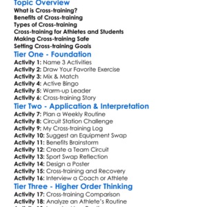 Cross-Training Worksheet Activity Booklet
