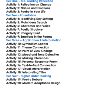 Crossing The Water Sylvia Plath Worksheet Activity Booklet