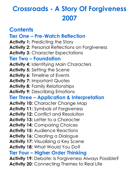 Crossroads Worksheet Activity Booklet