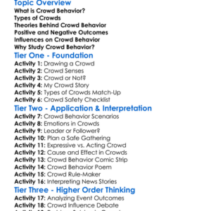 Crowd Behavior Worksheet Activity Booklet