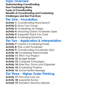 Crowdfunding And Fundraising Worksheet Activity Booklet