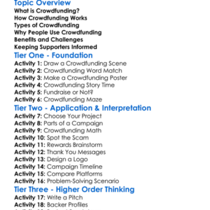 Crowdfunding Basics Worksheet Activity Booklet