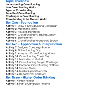 Crowdfunding Worksheet Activity Booklet