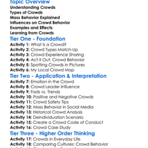 Crowds And Mass Behavior Worksheet Activity Booklet