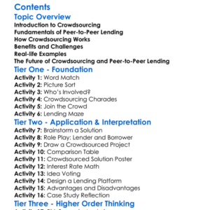 Crowdsourcing And Peer-To-Peer Lending Worksheet Activity Booklet