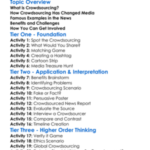 Crowdsourcing In Media Worksheet Activity Booklet
