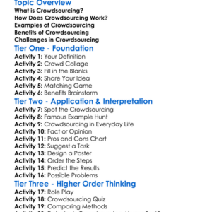 Crowdsourcing Worksheet Activity Booklet