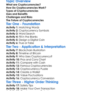 Cryptocurrencies Worksheet Activity Booklet