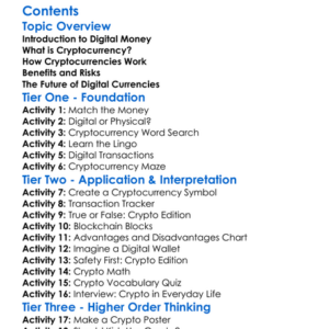Cryptocurrency And Digital Currencies Worksheet Activity Booklet