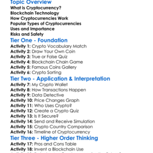 Cryptocurrency Basics Worksheet Activity Booklet