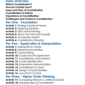 Crystallization And Its Uses Worksheet Activity Booklet