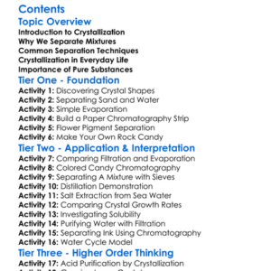 Crystallization And Separation Techniques Worksheet Activity Booklet