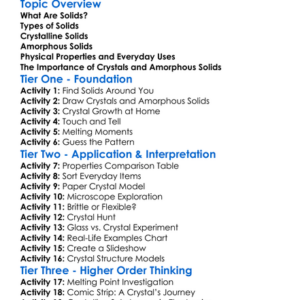 Crystals And Amorphous Solids Worksheet Activity Booklet