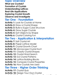 Crystals And Lattices Worksheet Activity Booklet
