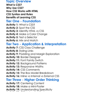 Css Basics Worksheet Activity Booklet