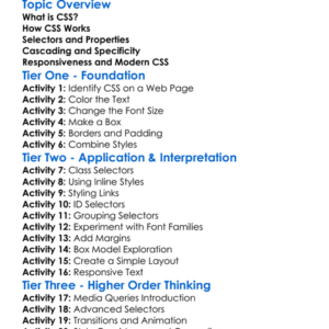Css Essentials Worksheet Activity Booklet