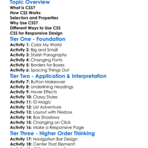 Css Fundamentals Worksheet Activity Booklet