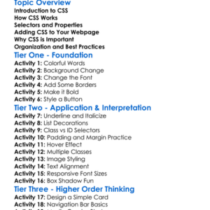 Css Styling Worksheet Activity Booklet