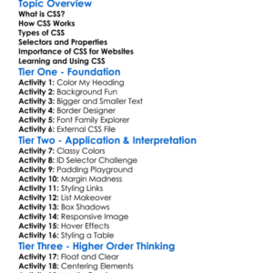 Css Worksheet Activity Booklet