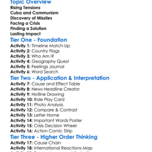 Cuban Missile Crisis Worksheet Activity Booklet