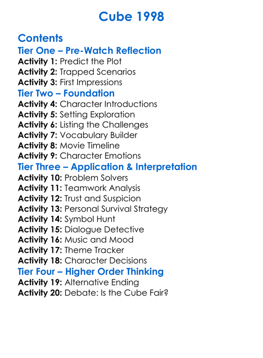 Cube 1998 Worksheet Activity Booklet