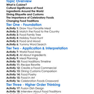 Cuisine And Food Traditions Worksheet Activity Booklet